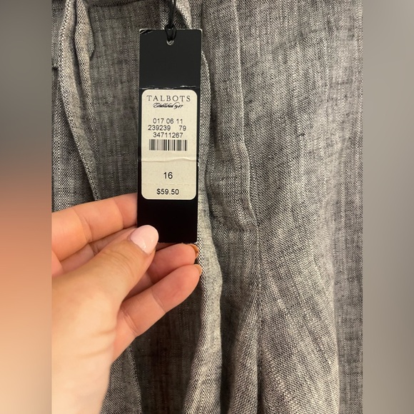 Talbots Shorts Womens 16 Gray Linen/Cotton With Belt NWT - Picture 2 of 5